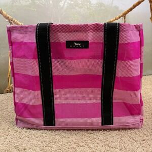 SCOUT Tote Bag Pink White Stripe Beach Travel Everyday Carryall‎